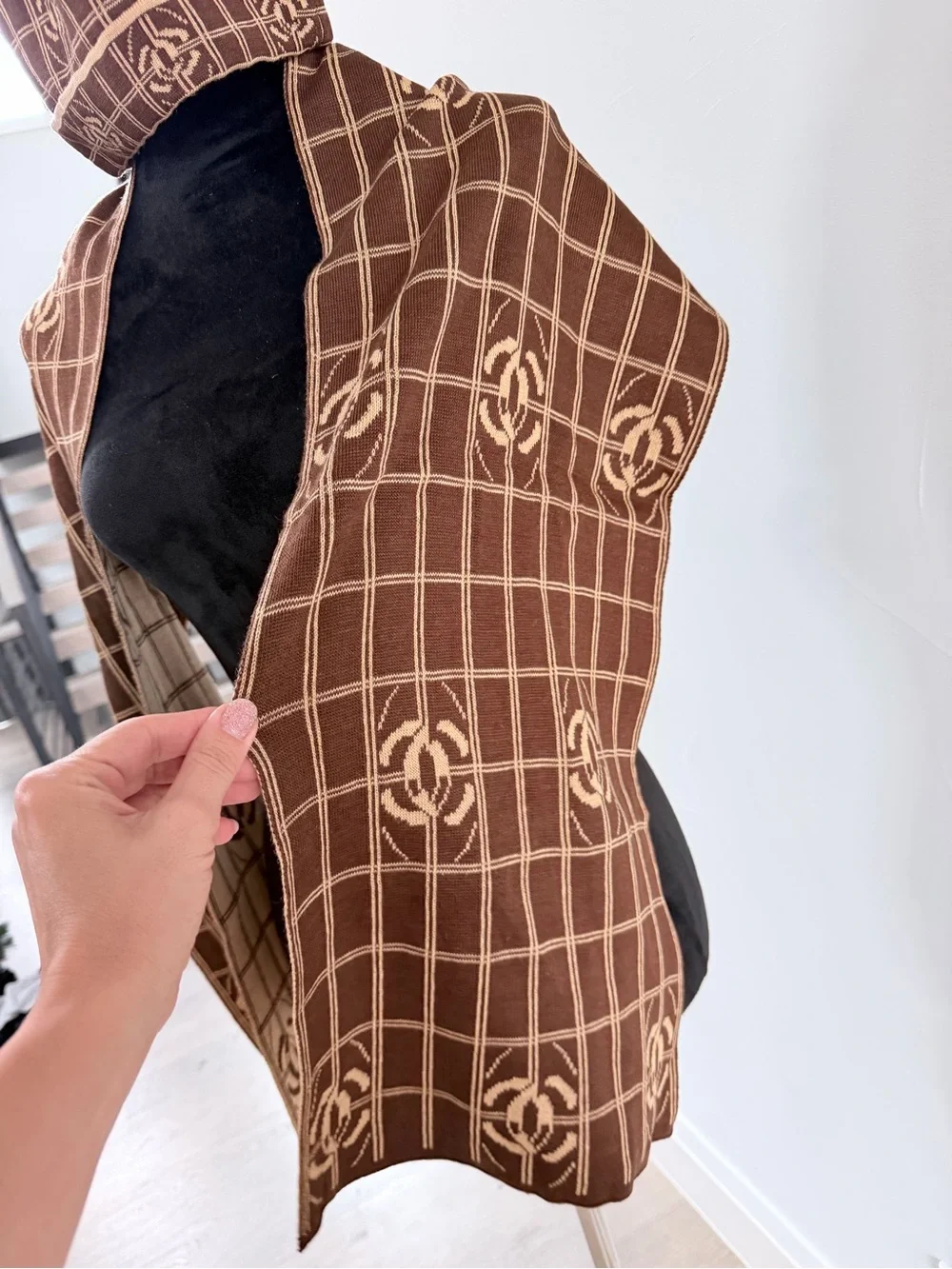Brown Women's Fashion Scarf and a hat matching set